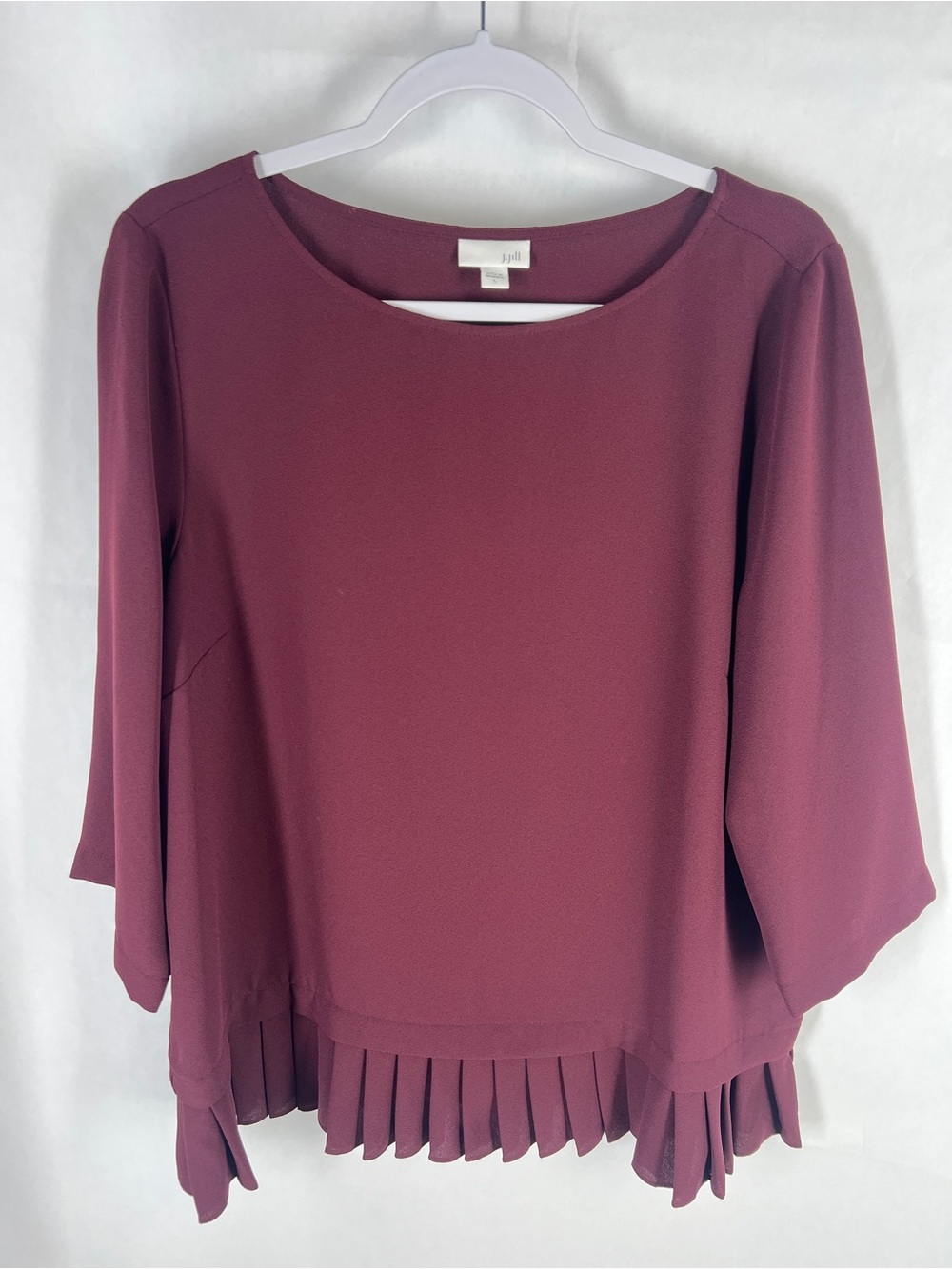 J. Jill Wine Burgundy Pleated-Hem Blouse - Picture 2 of 12